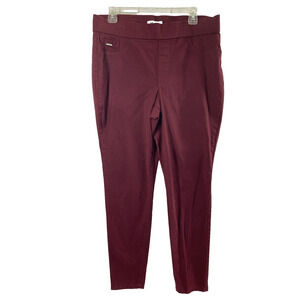 Nine West Womens Burgundy Jeans‎ Size 12 Heidi Skinny Pull On Stretch Mid Rise